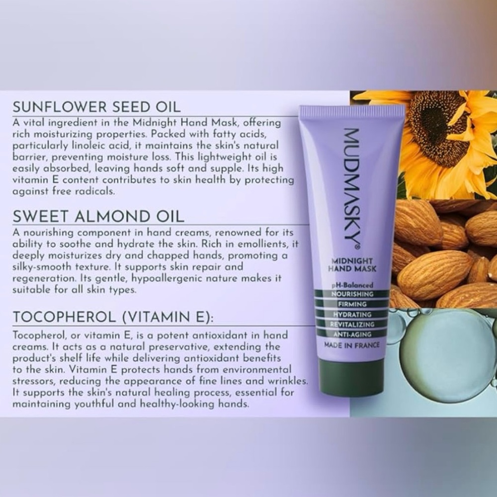 MUDMASKY Midnight Hand Mask Lavender Scented Hand Lotion Travel Size - Picture 5 of 7